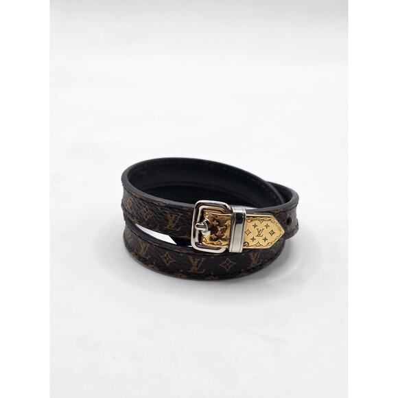 Louis Vuitton Brown 'Fasten Your LV' Monogram Wrap Bracelet - Picture 8 of 16